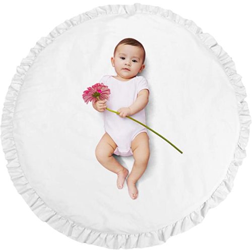 ABREEZE Baby Cotton Play Mat Soft Crawling Mat White Detachable Washable Game Blanket Floor Playmats Kids Infant Child Activity Round Rug Home Room Decor