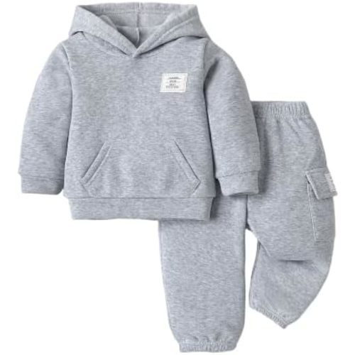 Toddler Baby Boy Clothes Long Sleeve Hoodie Sweatshirt Solid Sweatsuit Jogger Set Infant Boys Fall Winter Outfit
