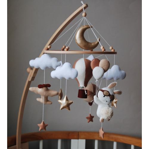 Bunny Pilot and Balloons Baby Mobile