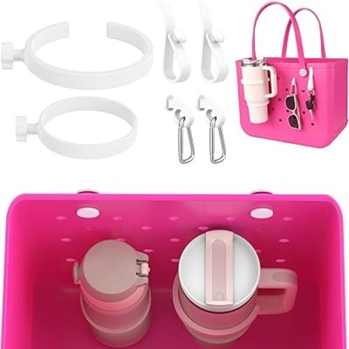 OUTXE 2 Pack Cup Holder for Bogg Bag, Fits 16-40oz Stanley, Insert Drink Holder Attachment Compatible with All Bogg Bags & Simply Southern Beach Tote Bag (40oz-I Shaped Hook)