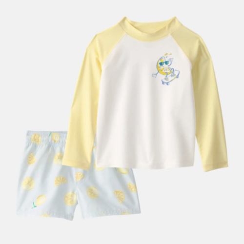 Toddler Boy 2-Piece Lemon Rashguard & Swim Trunk Set - Yellow/Blue/White | Carter's