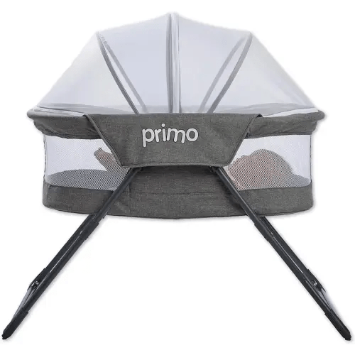 Cocoon Deluxe Folding Travel Bassinet (Heather Gray) - Lightweight Baby Bed and Portable Bassinet with Removable Mesh Canopy, Perfect Travel Crib & Bedside for Baby, Includes Carrying Tote Bag