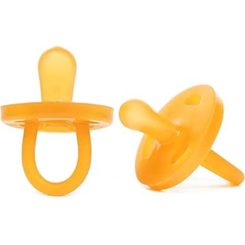 PaciBamber - Natural Pacifier and Baby Teething Toy Amber Oil Pacifier, Special Baltic Amber with Natural Rubber BPA-Free and Soft for Sore Gums, Baby Pacifiers 6-12 Months (PaciBamber-2unit)