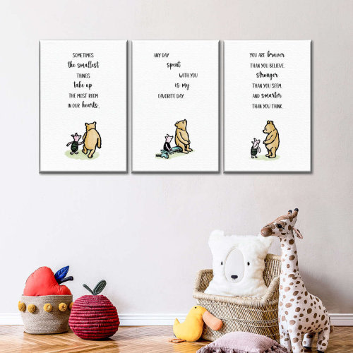 Zoomie Kids Winnie The Pooh And Piglet On Canvas 3 Pieces Set & Reviews | Wayfair