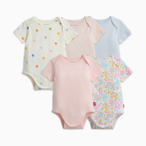 Organic Cotton Magnetic Bodysuit 5 Pack Bundle - Pink Assorted