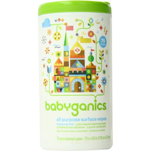 Babyganics All-Purpose Surface Wipes, Fragrance Free, 75 Count Canister | All-Purpose, Fragrance Free, Canister