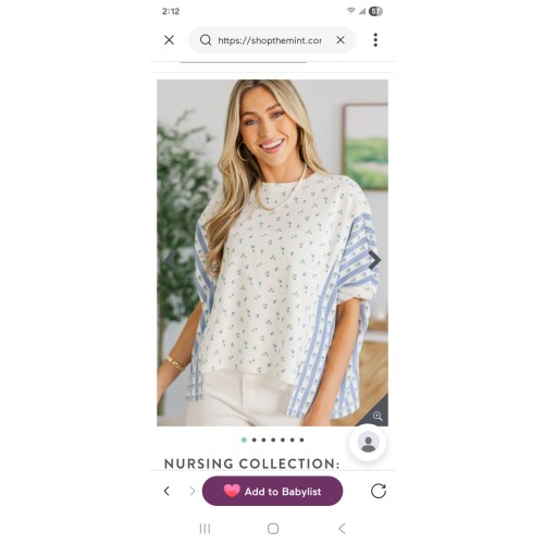 NURSING COLLECTION: Porch Swing Darling Blue Striped Floral Top