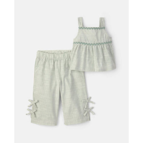 Baby Girl 2-Piece Striped Top & Pant Set - Green | Carter's