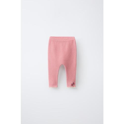 EMBROIDERED FLORAL LACE KNIT PANTS - Light pink | ZARA United States