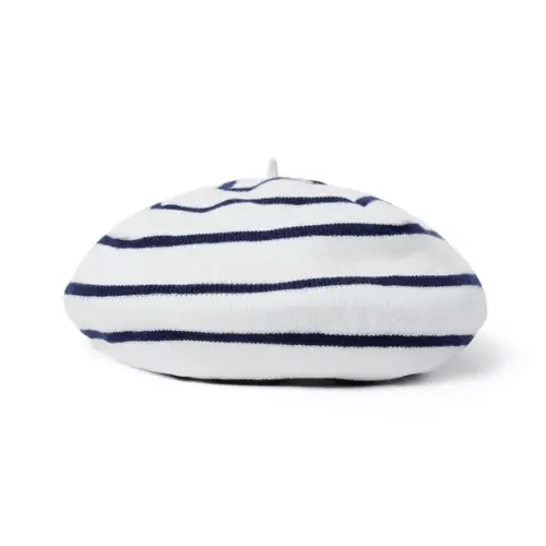 Girl Jet Ivory Stripe Striped Beret by Janie and Jack