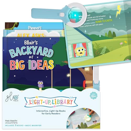 Glo Pals Light-Up Library - Light-Up Kids Books 3-Pack with 1 Magic Magnifier - Interactive Children's Books Alex, Blair & Pippa Stories - Book Sets for Kids Light-Up Learning - Early Reader Books
