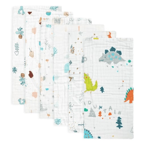 Muslin Baby Burp Premium Cotton Burping Rags for Babies F Ultra Soft and Absorbent Unisex Spit Up Rags for Boys and Girls 6 Pack