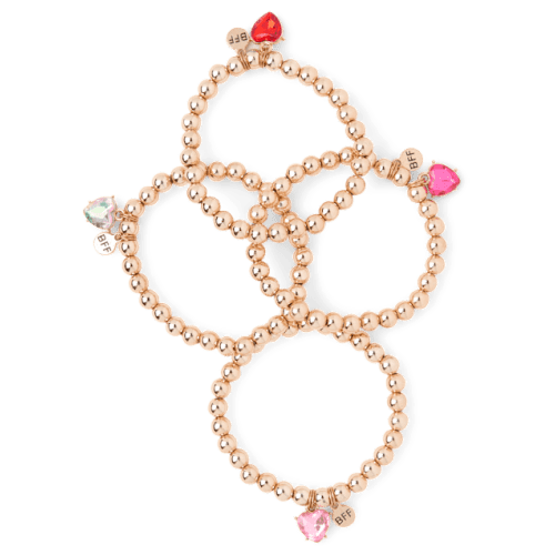 Girls Beaded Heart Bracelet 4-Pack - Multi