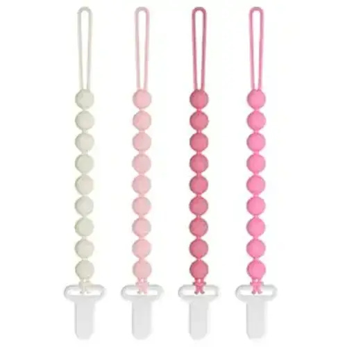 Pacifier Clips Baby Girls - Draklary 4 Pack Paci Clip Silicone Soothe Baby Binky Holder for Newborn Essentials Shower Birthday Gift