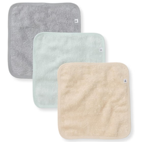 Organic Cotton Woven Terry Solid Washcloths 3 Pack - Quarry