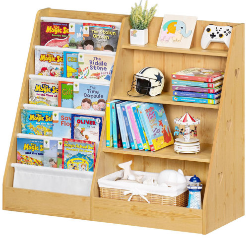 17 Stories 4 Tier Kids Bookshelf and Storage Organizer, Five Layer Sling Children Bookcase, Baby Toddler Wooden Book Shelf, Display Cabinet for Playroom, Bedroom, Classroom, Nursery, School (Brown) | Wayfair