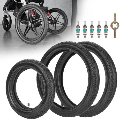 Front 12/12.5×1.75/2.125/2.25 and Rear 16×1.75/2.125 Tires and Tubes (1+2) Fit for 3-Wheeler Gear Jogging Troller Models (Both Single and Double Strollers) Including Revolution SE/Pro/Flex/SU/Ironman