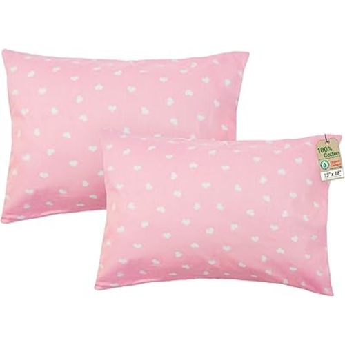 ZPECC Toddler Pillow with Pillowcase 2 Pack - 13x18 Organic Cotton Hypoallergenic Kids Pillow, Baby Essentials for Travel Crib Daycare Stroller (Intended for Age 2 and up) Love