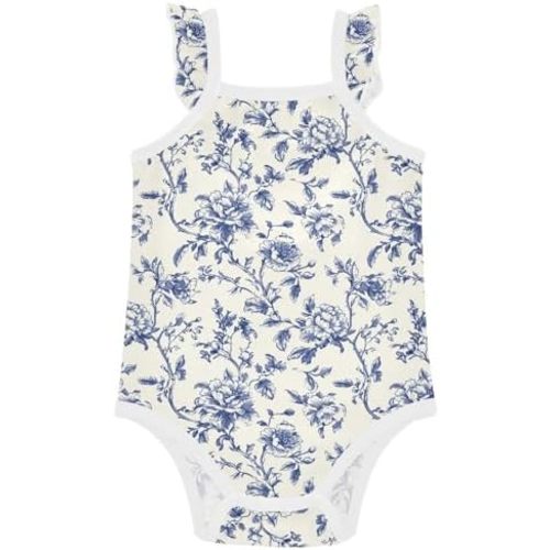 Onsies for Baby Girls' Bodysuits Ruffle Jumpsuit Sleeveless Newborn Clothes for 3-24 Months