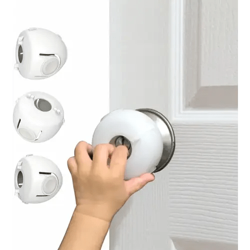 6 Pack Door Knob Safety Covers for Kids, Child Proof Door Knob Covers, Door Handle Baby Proof, Child Locks for Door, Easy to Install, White