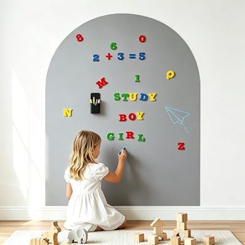 Large 44x35 Inches Magnetic Wall Decal for Kids – Upgraded Strong Adhesive, Thickened Iron Layer, Self-Adhesive Magnetic Chalkboard for Wall, Wallpaper for Home Decor & Kids Playroom (Grey)