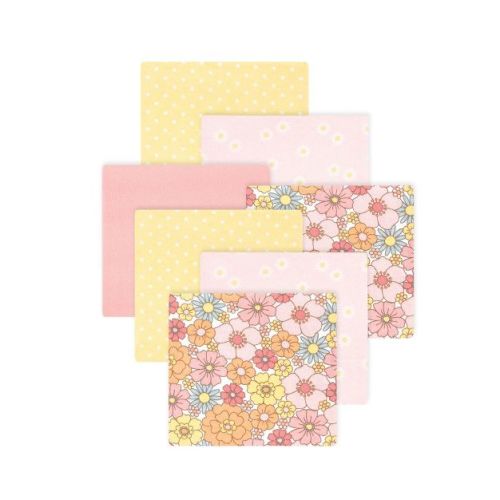 Little Treasure Hudson Baby Girls Cotton Poly Flannel Receiving Blankets Multipack, Pink Peace Love Flowers, 30x30 inches