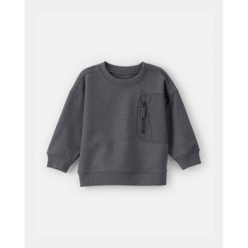 Baby Boy French Terry Zipper Pullover Sweatshirt - Grey | Carter's