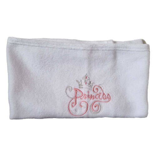 Embroidered White Princess Baby Girl blanket