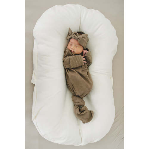cocoa organic cotton ribbed knot gown