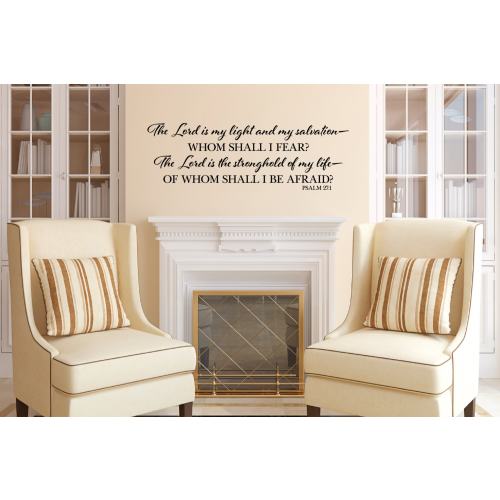 Psalm 27:1  The Lord is my light and my salvation- Bible Verse Scripture Vinyl Quote Decal Living Room PS27V1-0001 wall decal religious