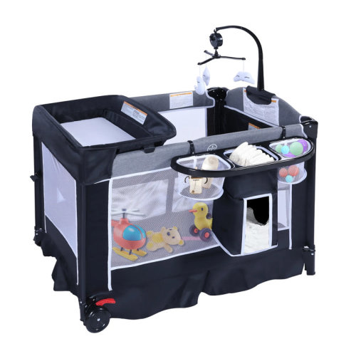 Harriet Bee 4-in-1 Convertible Baby Playard with Bassinet, Diaper Changer, Cradle Bedside Sleeper, Breathable Mesh, Storage Organizer Lockable Wheels | Wayfair