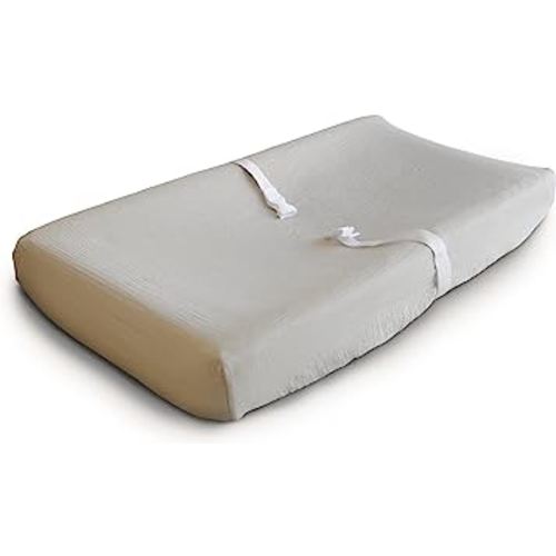 mushie Extra Soft Muslin Fitted Changing Pad Cover (Fog)