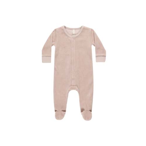 Velour Hidden Snap Footie I Blush