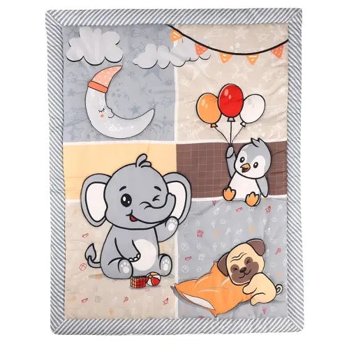 Elephant Moon Crib Quilt for Baby Boys and Girls | Microfiber Crib Comforter for Standard Size Crib | Super Soft Reversible Baby Quilted Blanket