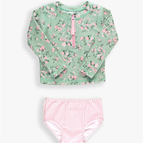 Long Sleeve Zipper Rash Guard 2-Piece | RuffleButts & RuggedButts