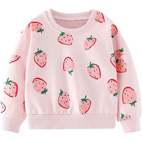 KISBINI Toddler Girl Rainbow Sweatshirt Cotton Crewneck Clothes Outfit for Baby Girls