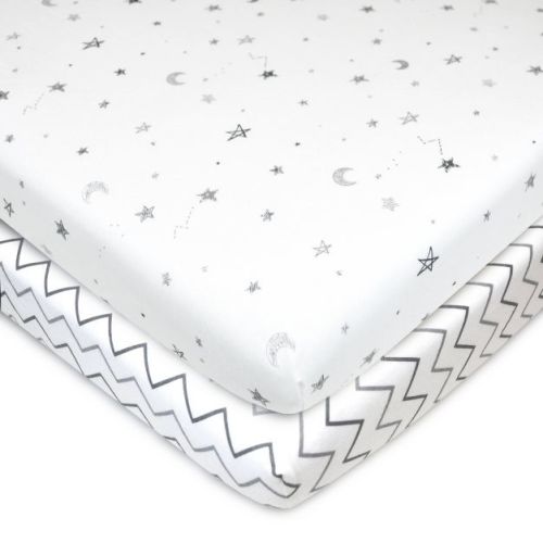 TL Care Printed 100% Cotton Knit Fitted Playard sheet - Cheveron 2pk