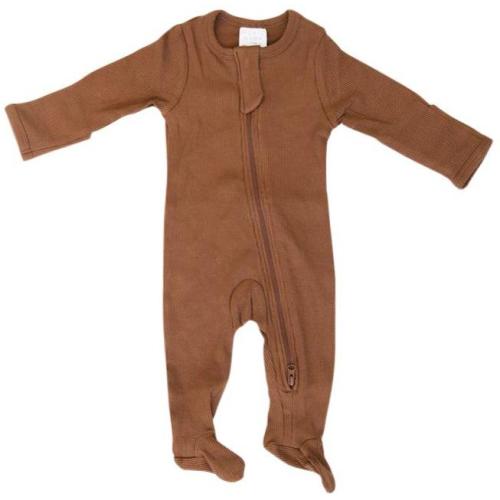 Rust Organic Cotton Ribbed Footed Zipper One-piece – Mebie Baby