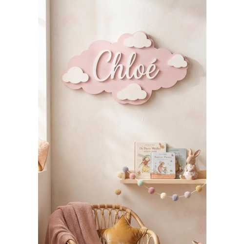 Personalized Wooden Cloud Name Sign | Custom Baby Name Plaque | Nursery Wall Decor | Baby Shower Gift | Boho Kids Room Sign