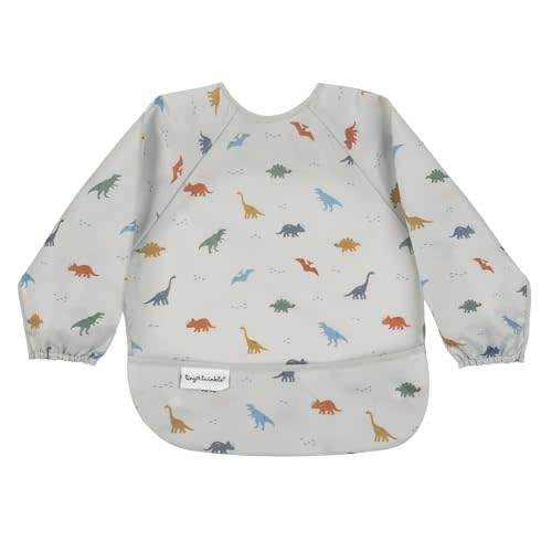 Tiny Twinkle Long Sleeve Bib for Babies & Toddlers – Waterproof Smock Bib for Eating – Machine Washable & Mess-Proof, Baby Feeding Essential & Shower Must-Have(Dinosaur, 6–24M)