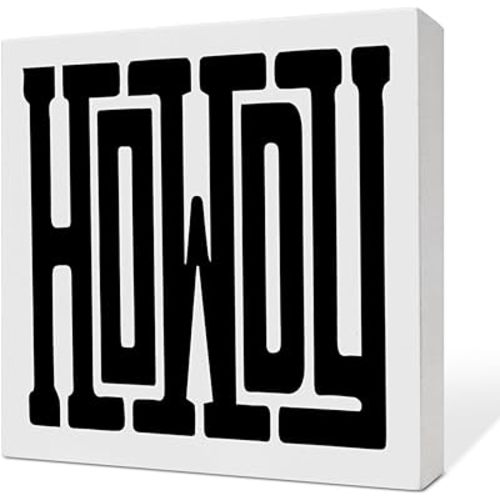 Western Desk Decor Wooden Box Sign, Southern Wild West Decoration for Home Bedroom Living Room, Southwestern Western Rodeo Nursery Decor for Baby Boys Girl Room, Cowboy Cowgirl Gifts, Howdy