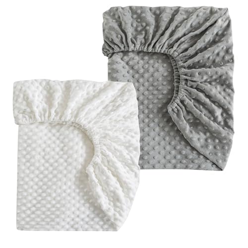 La&Sheer Fuzzy Crib Sheets Fitted 2 Pack,Plush Fleece Minky Crib Sheet for Standard Crib Mattress(28"x52"),Soft Fluffy Fitted Crib Mattress Sheet for Girls and Boys (White, Gray)