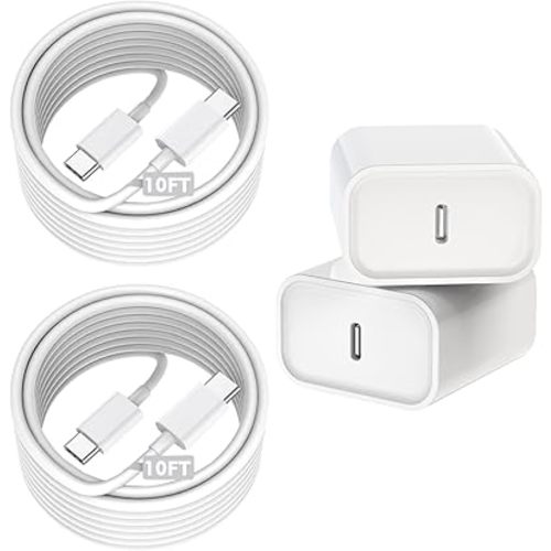 10FT iPhone 16 Charger Fast Charging,Apple Fast Charger 2Pack USB C Charger Block PD Type C Wall Adapter with 10Foot USB C to USB C Braid Woven Cable Charging for iPhone 16/16 Pro/16 Pro Max/15/iPad