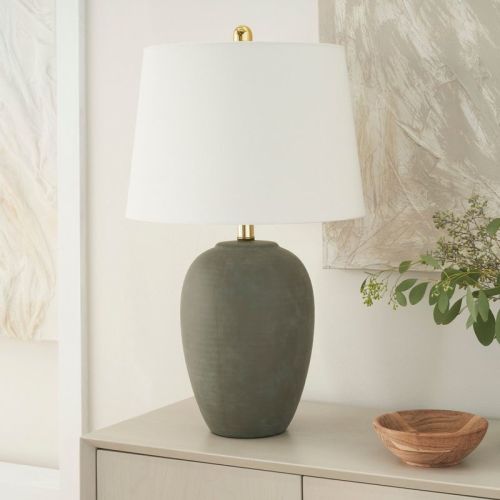 23" Green Distressed Ceramic Urn Table Lamp - Nourison
