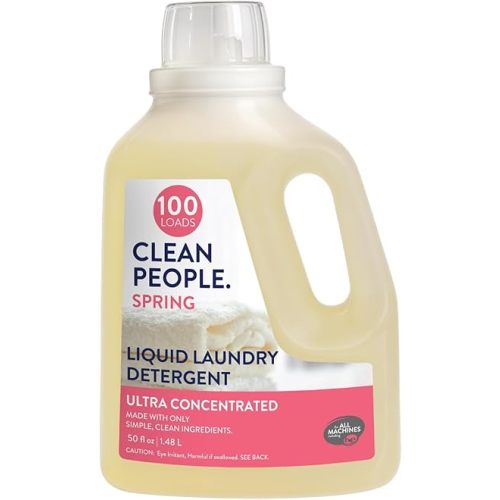 The Clean People Liquid Laundry Detergent - Recyclable Packaging, Stain Fighting - Ultra Concentrated, Laundry Soap (50 Fl Oz, Spring Scent)
