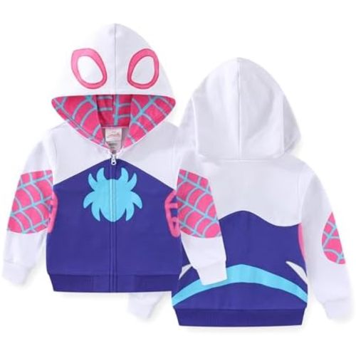 Marvel Ghost Spider Spider-Gwen Girls Zip-Up Hoodie for Toddler and Big Kids