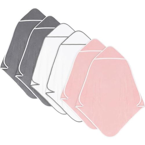 Orighty 6 Pack Baby Hooded Towel 30 x 30 Inch Super Soft Bath Towel with Hood for Babies, Infant, Newborn Essential - Ideal Baby Stuff Registry Gift for Boys and Girls (Grey, White, Pink)
