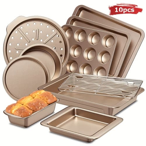 10pcs non stick baking pans carbon steel bakeware - Temu