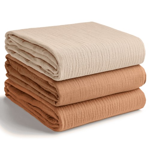 Comfy Cubs Muslin Swaddle Blankets Pack of 3 - 42 x 42 Inch Large Wraps for Newborns - Neutral Set