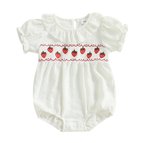 STRAWBERRIES Embroidered Romper - Hazel & Bo
